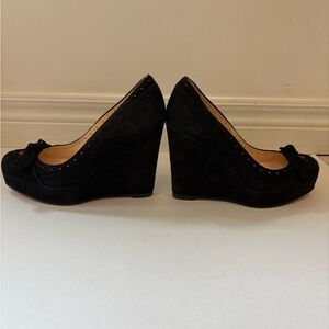 Christian Louboutin Black Suede Wedges
